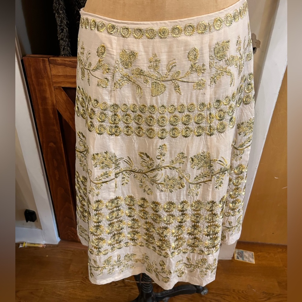 BETH BOWLEY Size 6 Green/Good embroidered skirt